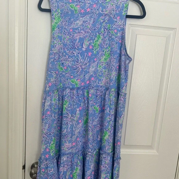 Adorable Lilly Pulitzer Cotton Sleeveless Tiered Dress Large - Picture 3 of 7